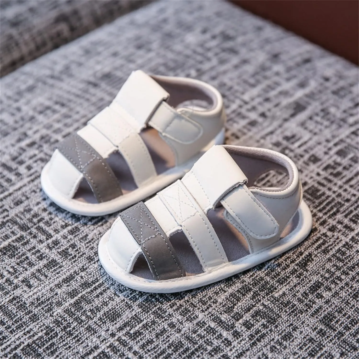 EnJoCho Spring and Summer Children Sandals Toddler Shoes Soft Sole Cute Lightweight Toddler Walking Casual Shoes (Grey, 0Months)