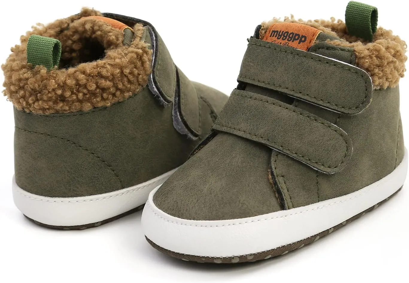 FAMI Baby Warm Booties Newborn Boy Girl Boots Cozy Fur Shoes Hook and loop Toddler Booties First Walker Winter Crib Boots