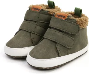 FAMI Baby Warm Booties Newborn Boy Girl Boots Cozy Fur Shoes Hook and loop Toddler Booties First Walker Winter Crib Boots