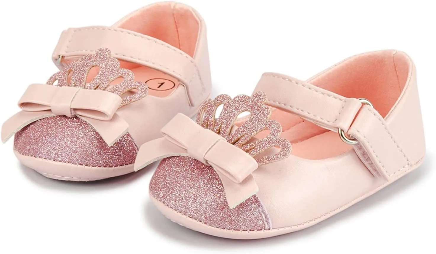 Fashion Crown Princess Shoes Little Kid Shoes Non Slip Soft Sole Walking Shoes Baby Shoes Infant Extra Wide