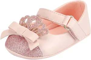 Fashion Crown Princess Shoes Little Kid Shoes Non Slip Soft Sole Walking Shoes Baby Shoes Infant Extra Wide