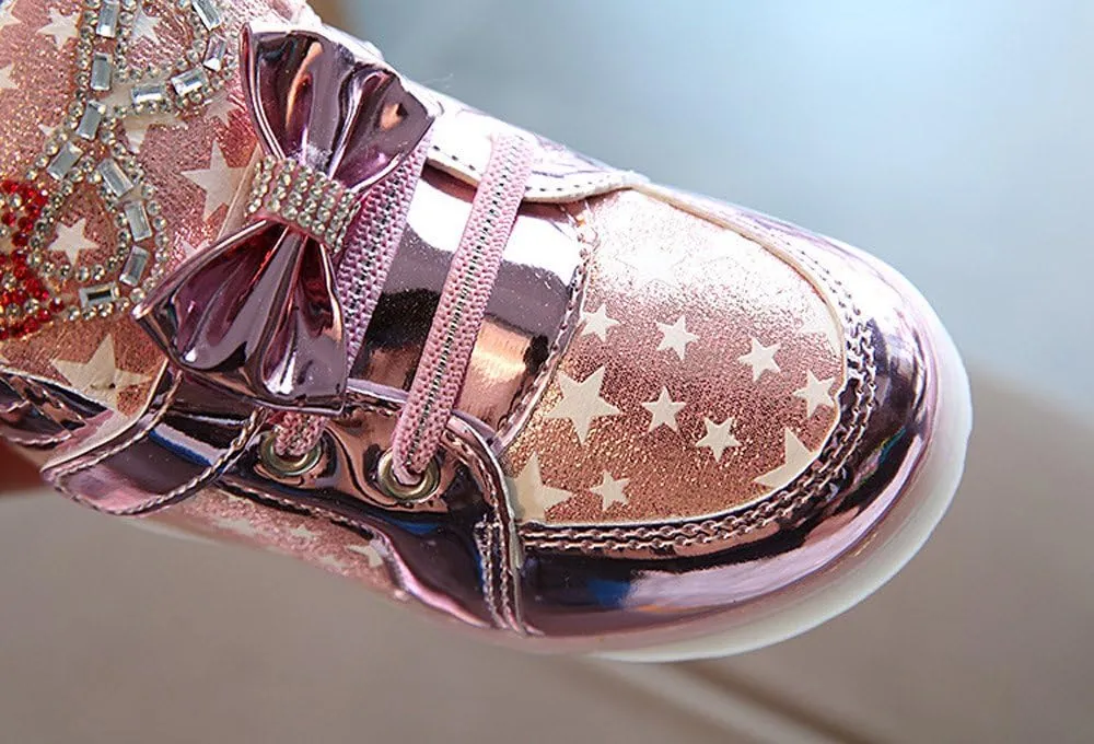 Flashing High Top Light up Shoes for Toddler,Baby Shoes Girl Sneakers Winter Warm Non Slip First Walking Infant