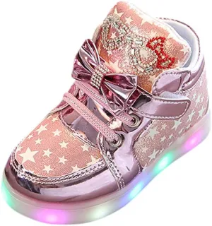 Flashing High Top Light up Shoes for Toddler,Baby Shoes Girl Sneakers Winter Warm Non Slip First Walking Infant