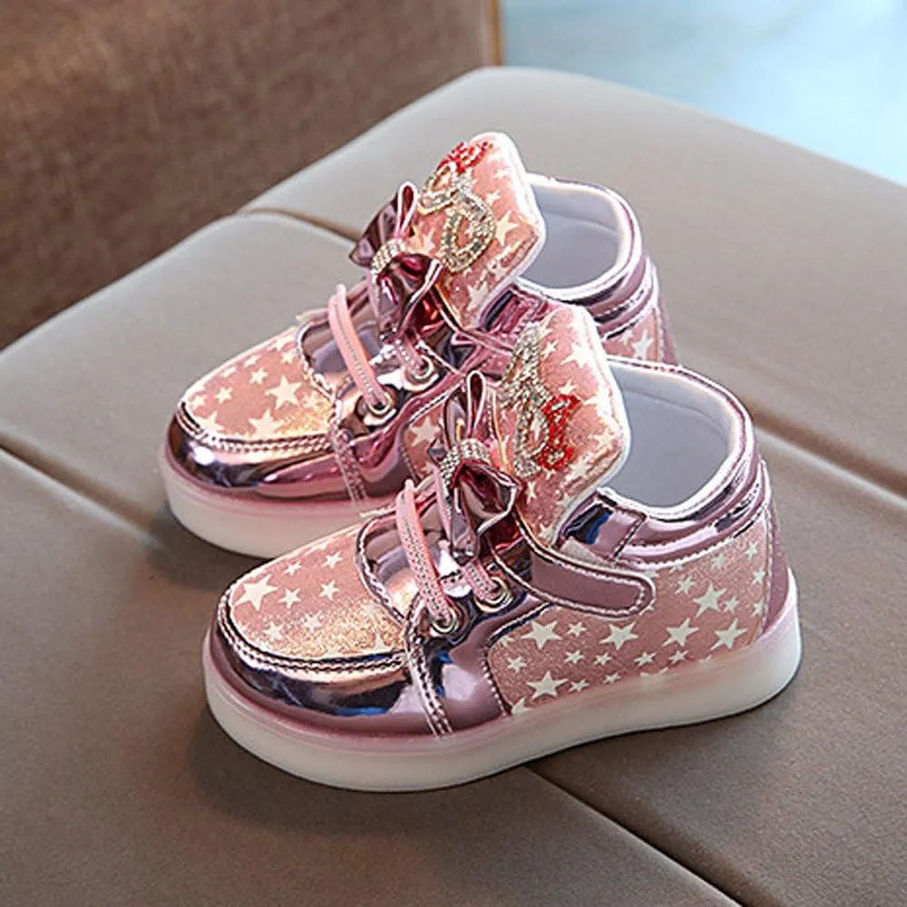 Flashing High Top Light up Shoes for Toddler,Baby Shoes Girl Sneakers Winter Warm Non Slip First Walking Infant