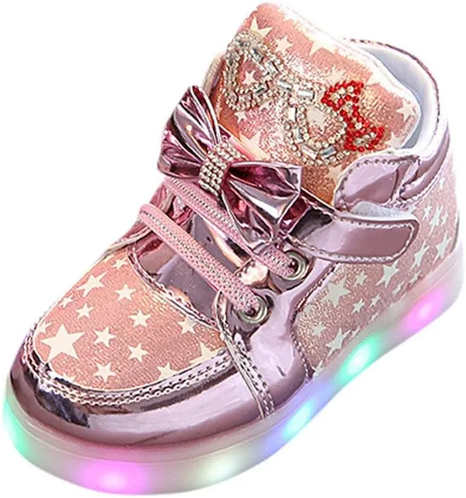 Flashing High Top Light up Shoes for Toddler,Baby Shoes Girl Sneakers Winter Warm Non Slip First Walking Infant
