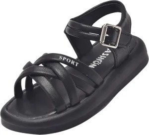 Girls Kids Foam Soft Leather Sandals Flat Non Slip Wide Shoes Baby Toddler Childrens Open Toe Beach Pool Summer Casual