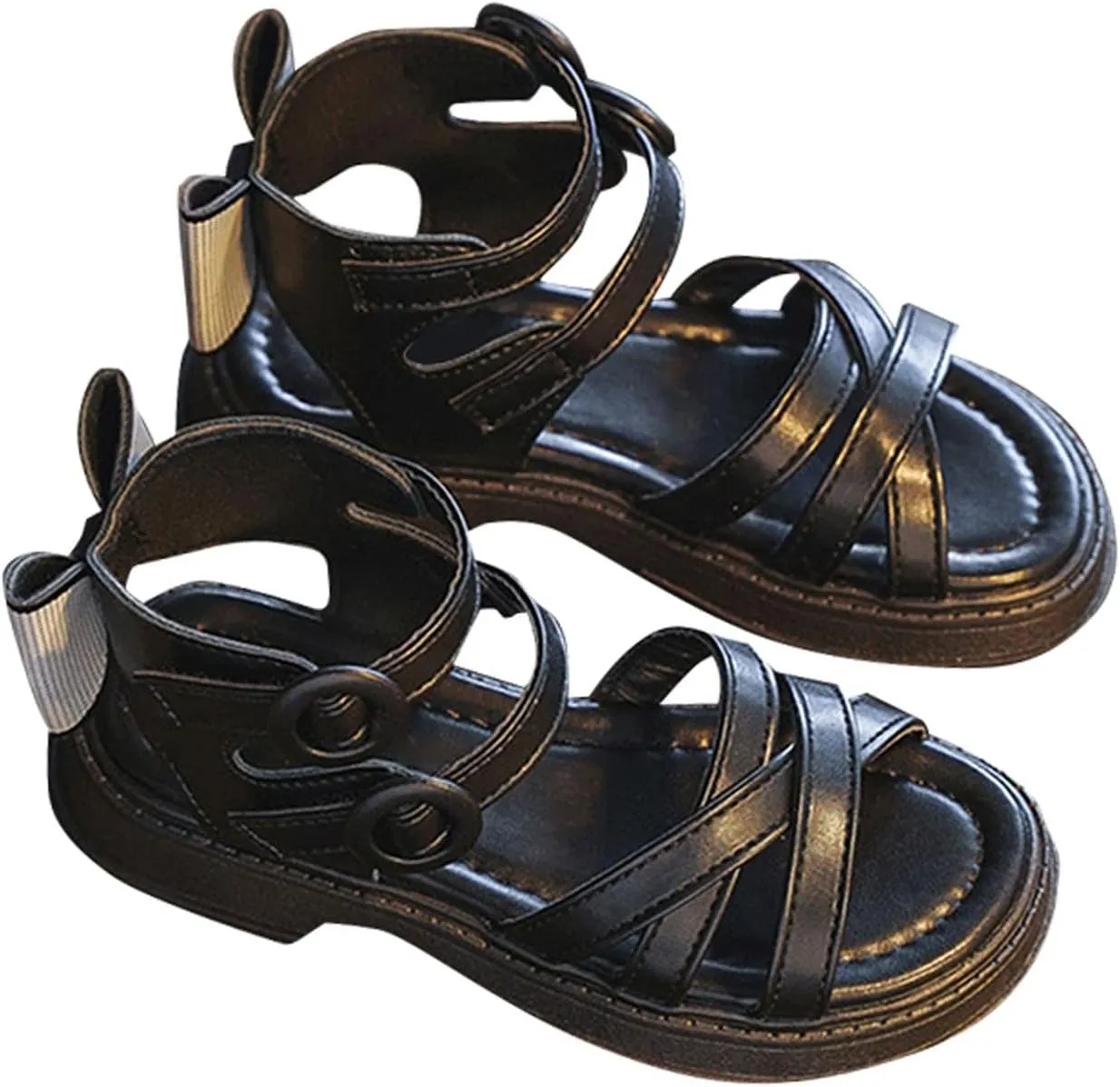 Girls' Sandals Summer Children's Soft Sole Shoes Fashion Girls Princess Shoes Baby Beach Shoes Girls Flip Flops Bulk (Black, 34)