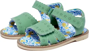 Girls' Sandals With Open Toe Double Buckle Summer Shoes, Genuine Leather Soft Anti Slip Flat Sandals (Girl/Children)