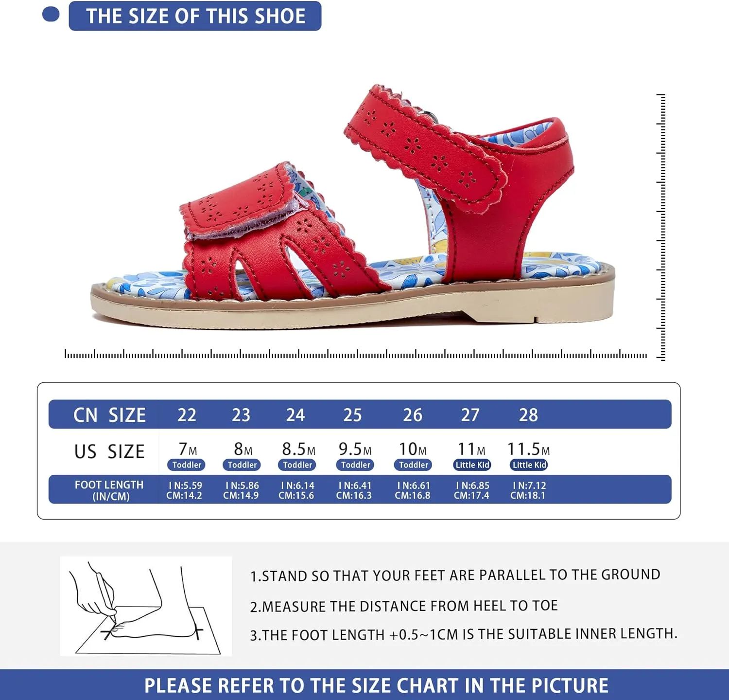 Girls' Sandals With Open Toe Double Buckle Summer Shoes, Genuine Leather Soft Anti Slip Flat Sandals (Girl/Children)