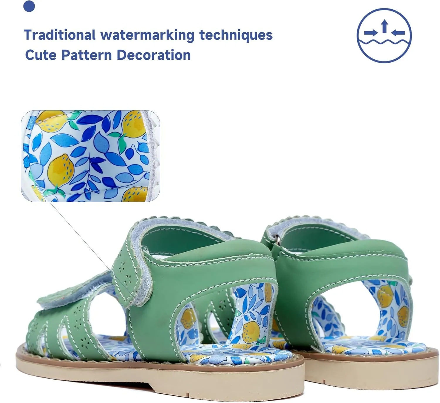 Girls' Sandals With Open Toe Double Buckle Summer Shoes, Genuine Leather Soft Anti Slip Flat Sandals (Girl/Children)