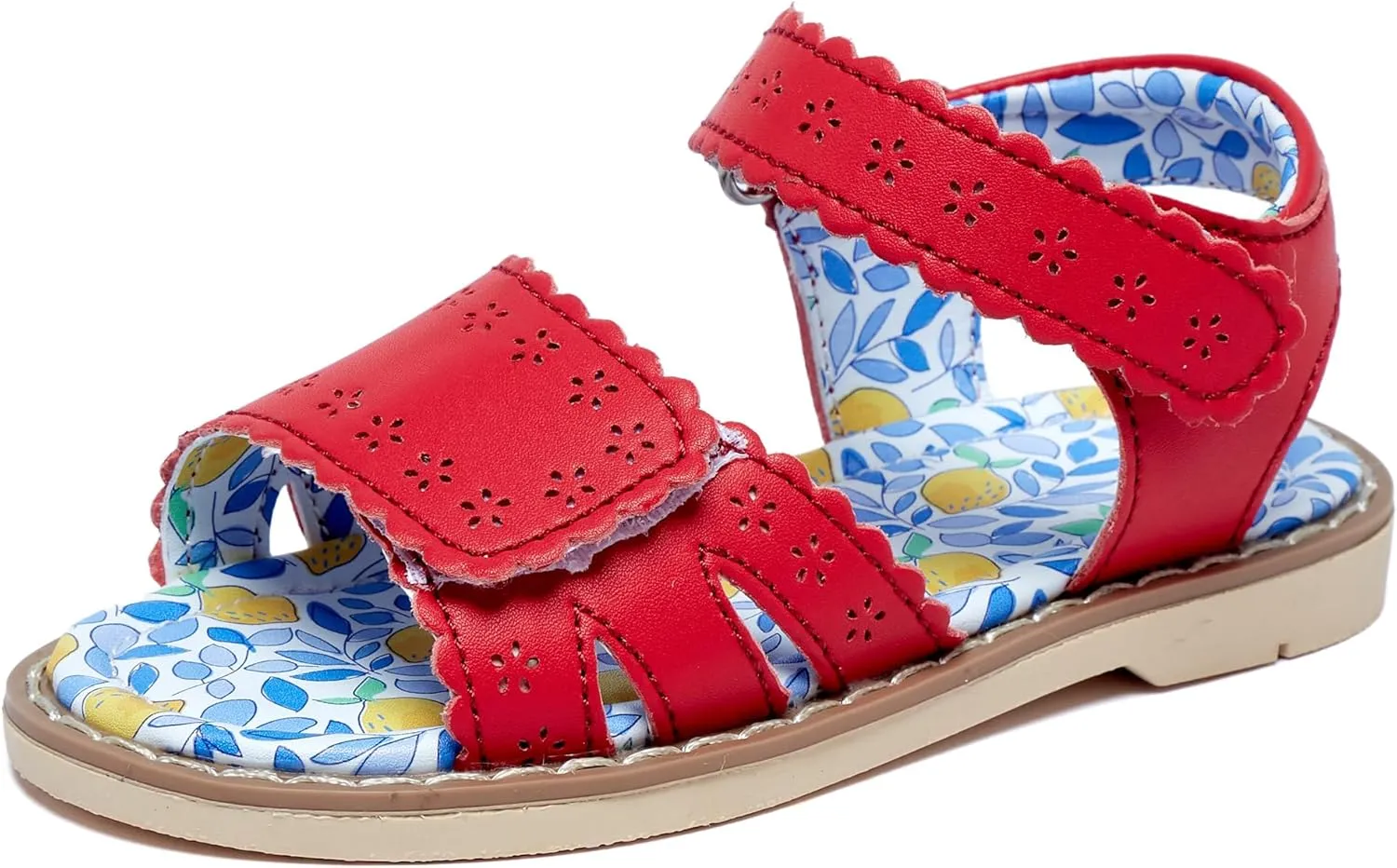 Girls' Sandals With Open Toe Double Buckle Summer Shoes, Genuine Leather Soft Anti Slip Flat Sandals (Girl/Children)
