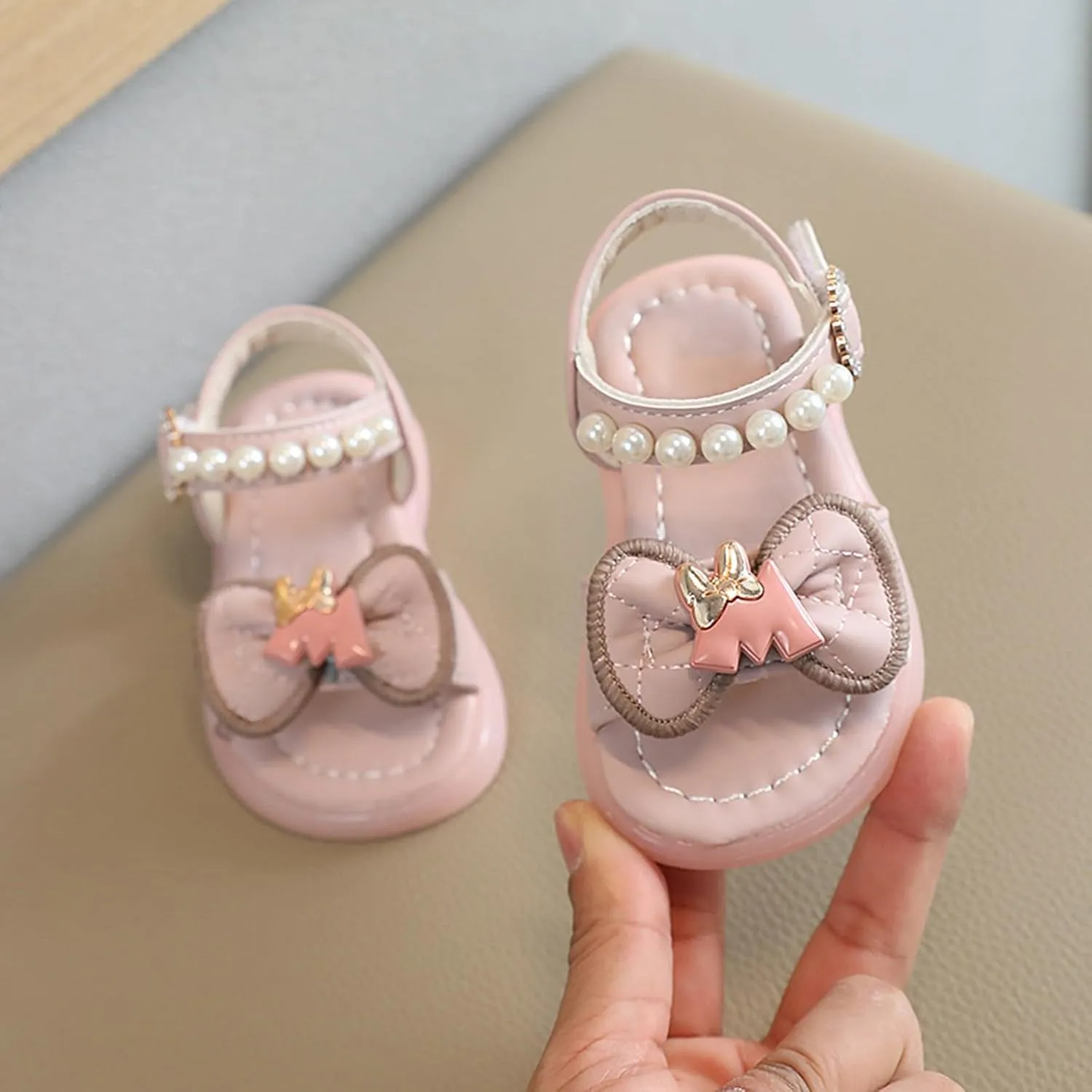 girls toddler sandal For Children Wearing Beach Shoes Pearl Soft Sole