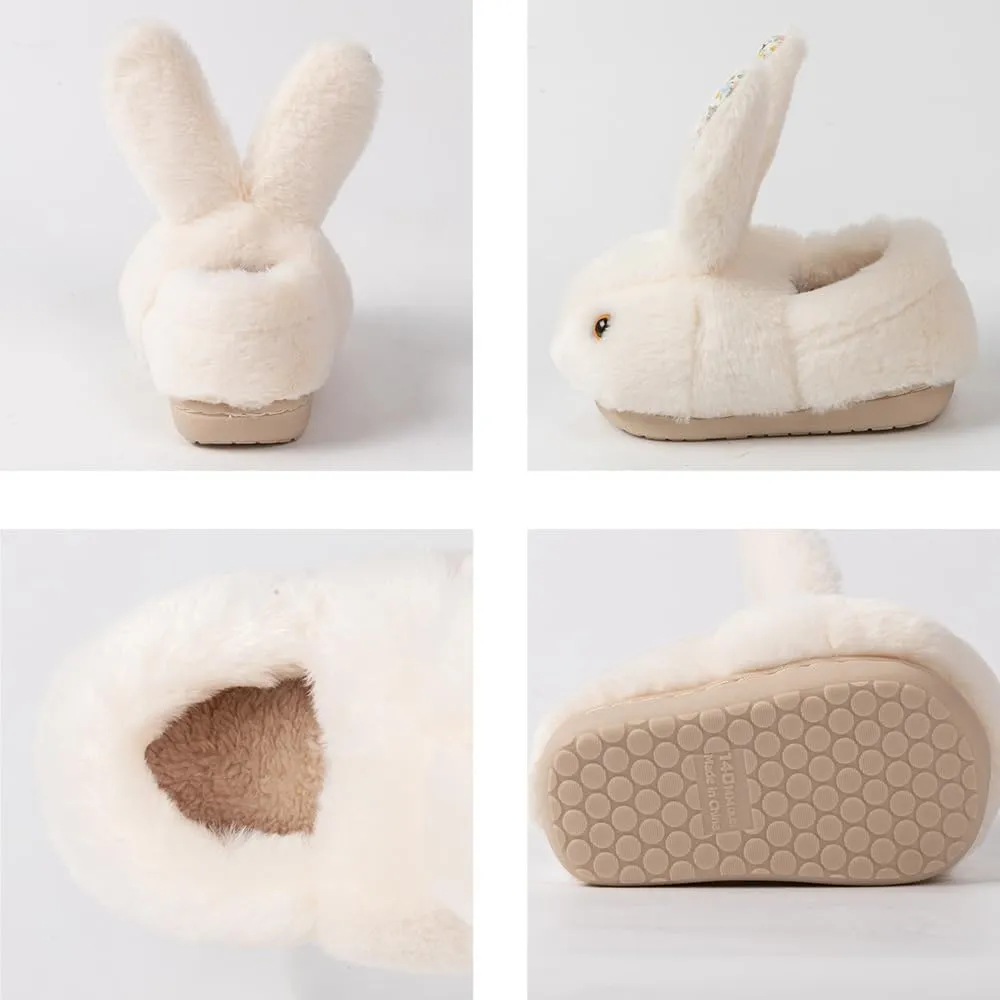 Girls Toddler Slippers Boys House Shoes for Little Kids Cute with Bunny Design Plush Indoor Slippers Non-Slip