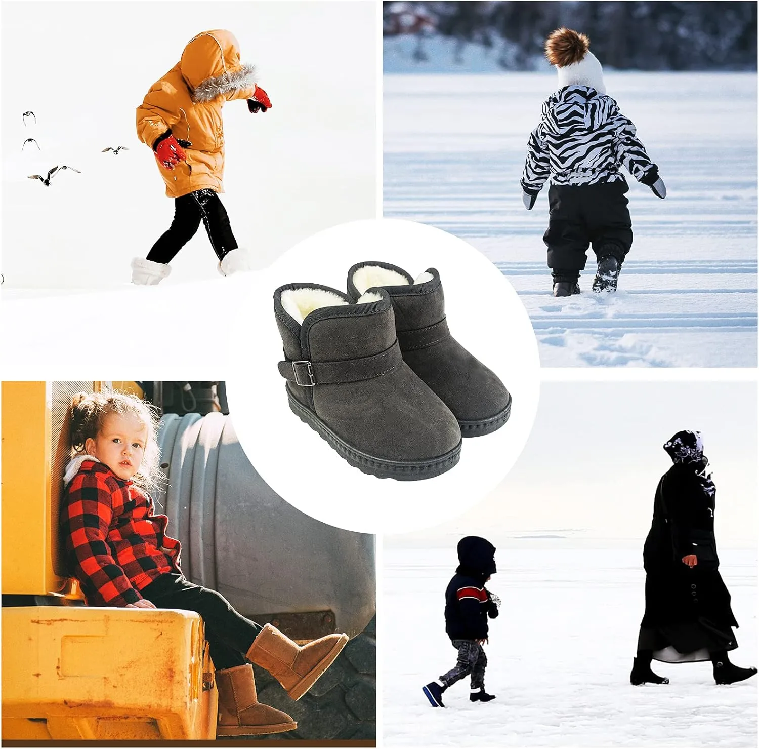 Happy Cherry Baby Boys Girls Snow Boots Soft Sole Anti-Slip Warm Crib Shoes Toddler Prewalker