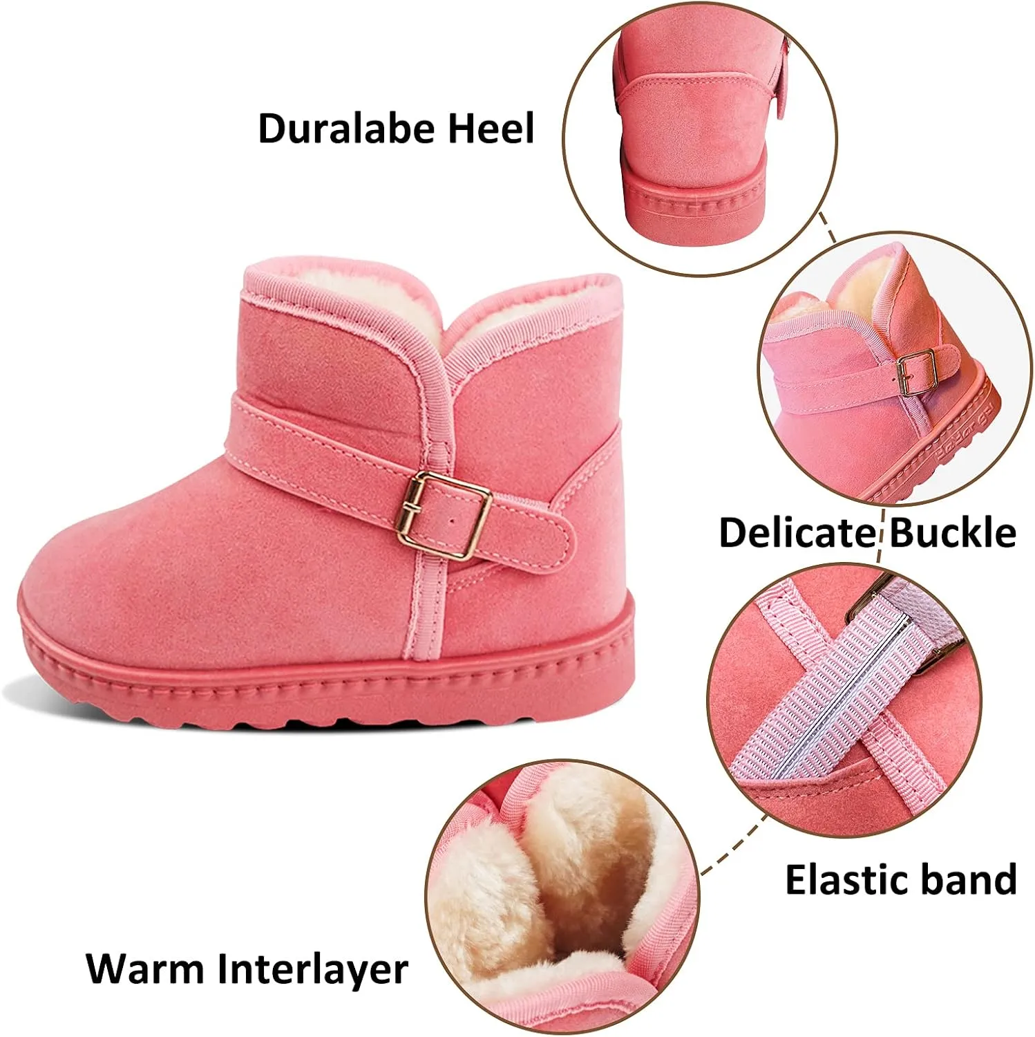 Happy Cherry Baby Boys Girls Snow Boots Soft Sole Anti-Slip Warm Crib Shoes Toddler Prewalker