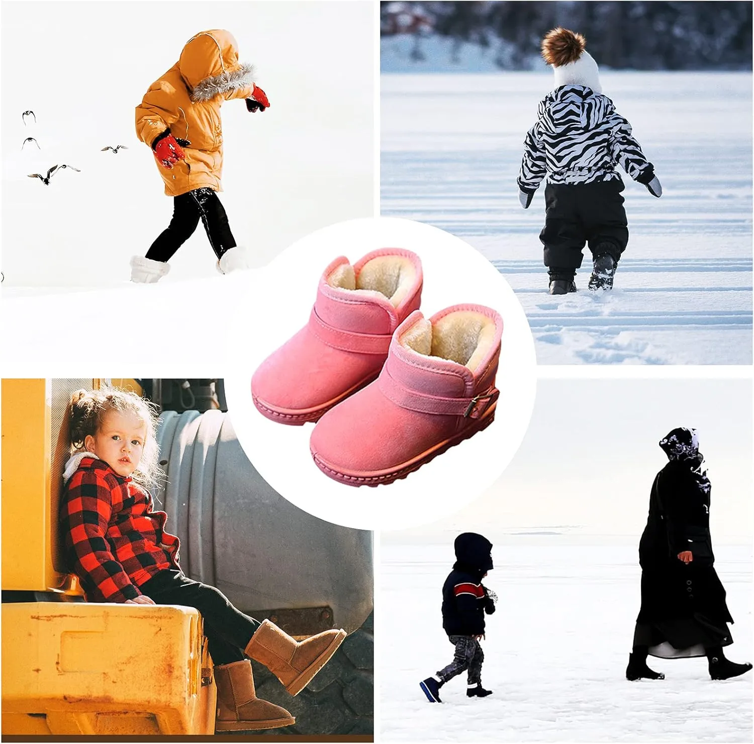 Happy Cherry Baby Boys Girls Snow Boots Soft Sole Anti-Slip Warm Crib Shoes Toddler Prewalker