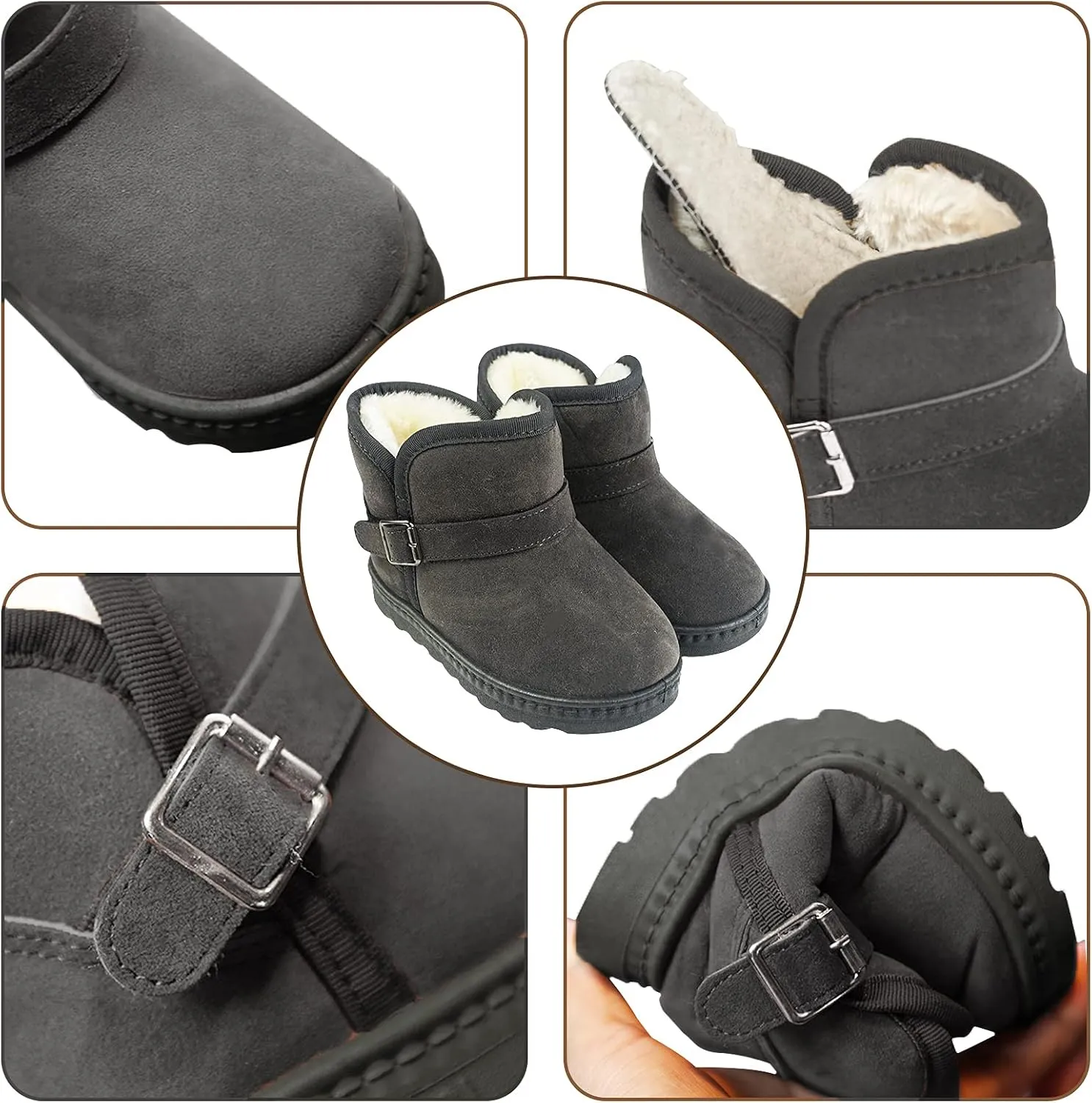 Happy Cherry Baby Boys Girls Snow Boots Soft Sole Anti-Slip Warm Crib Shoes Toddler Prewalker