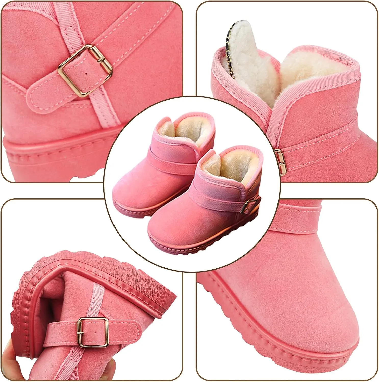 Happy Cherry Baby Boys Girls Snow Boots Soft Sole Anti-Slip Warm Crib Shoes Toddler Prewalker