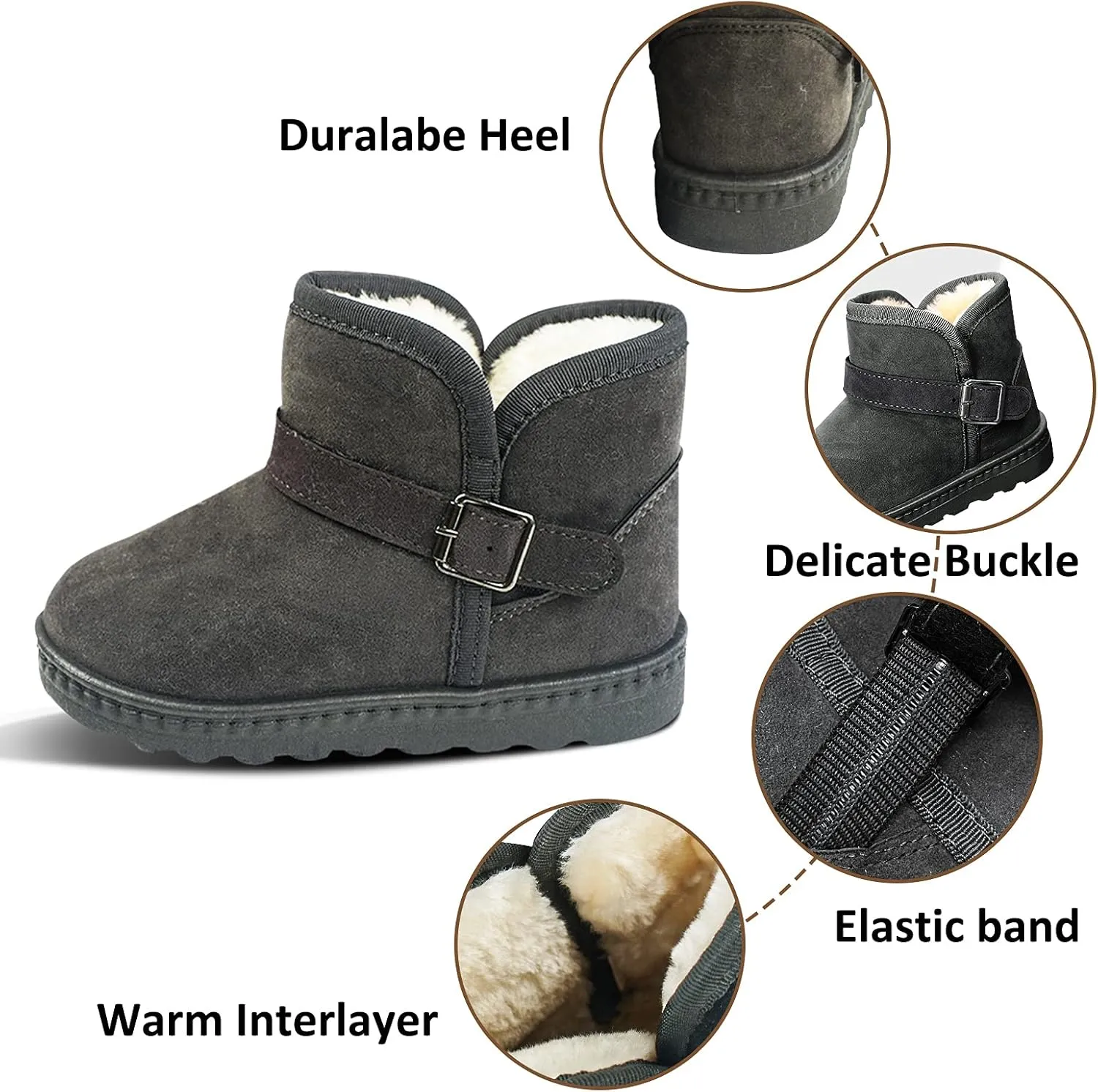 Happy Cherry Baby Boys Girls Snow Boots Soft Sole Anti-Slip Warm Crib Shoes Toddler Prewalker