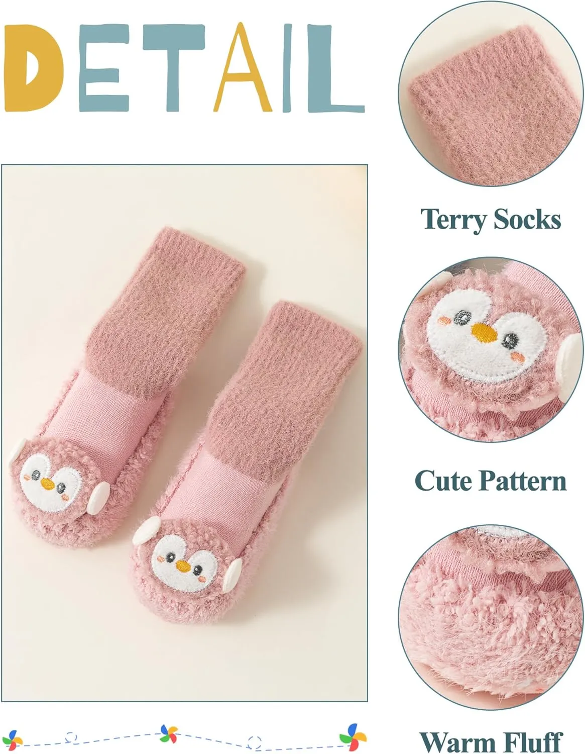 Happy Cherry Baby Kid Non-slip Rubber Sole Socks Shoes Indoor Soft First Walking Floor Booties Slipper for Toddler Girls Boys