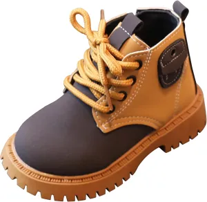 Happy Cherry Infant Boots Boy Autumn Winter Comfort Boots Lace-Up Work Boots High Top Ankle Shoes for Baby Girls