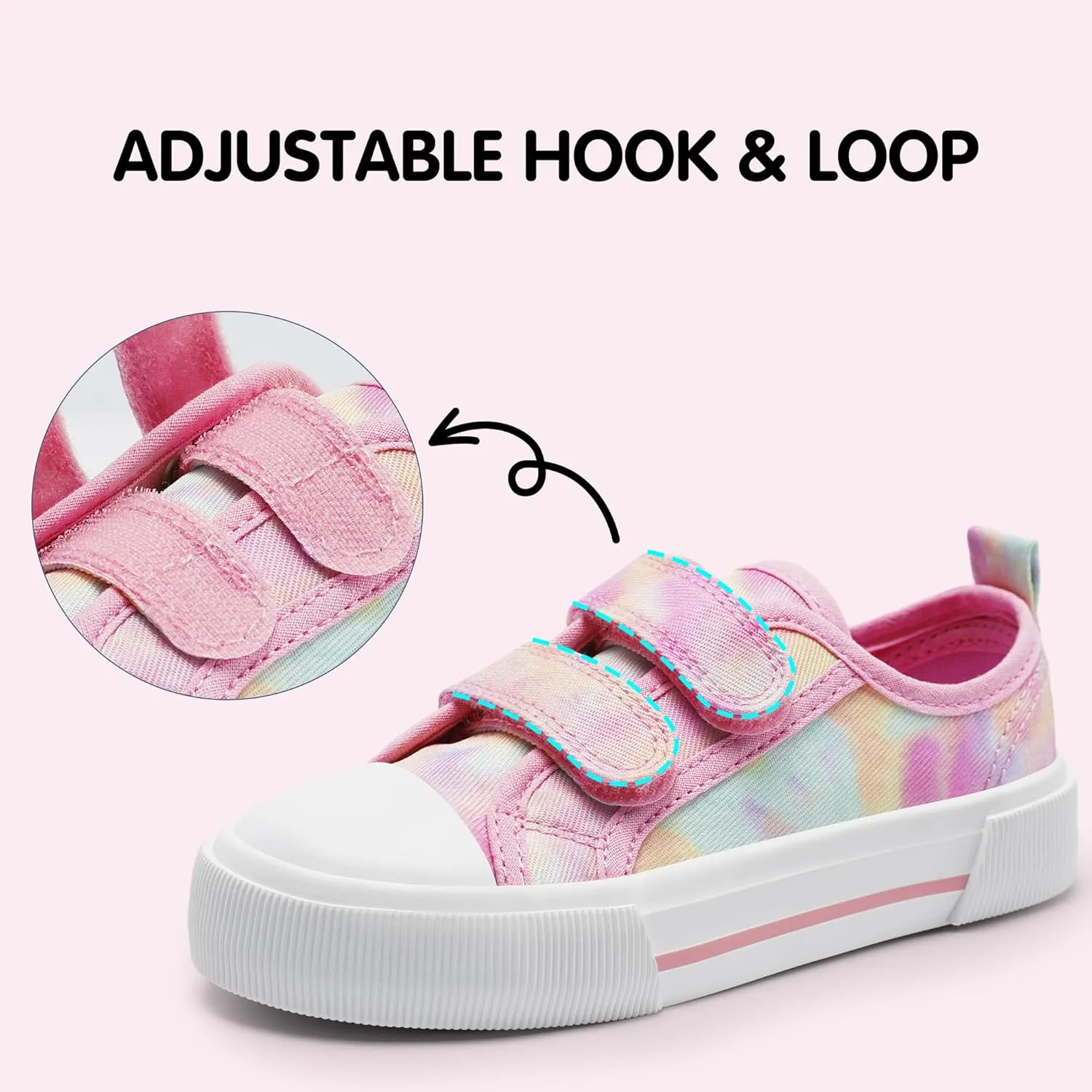 Harvest Land Toddler Kids Canvas Sneakers for Boys and Girls  Casual Walking Shoes with Double Hook-and-Loop Straps, Non-Slip Lightweight Trainers for Baby & Little Kids