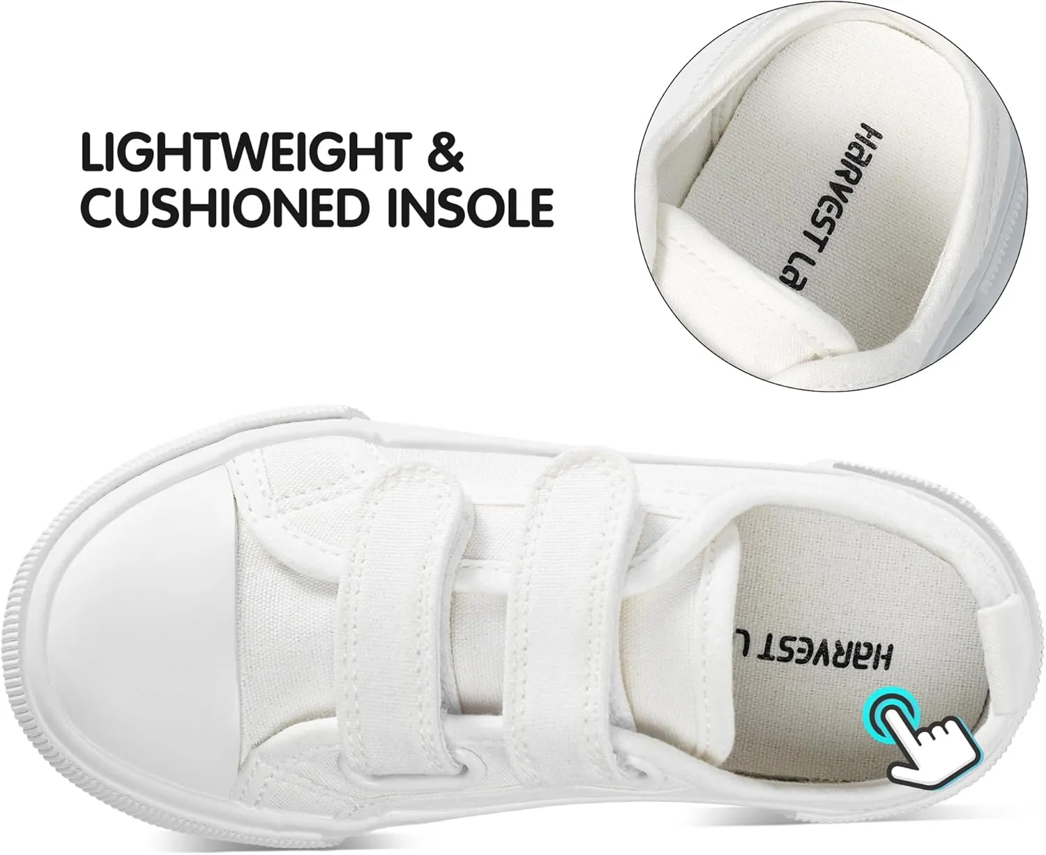 Harvest Land Toddler Kids Canvas Sneakers for Boys and Girls  Casual Walking Shoes with Double Hook-and-Loop Straps, Non-Slip Lightweight Trainers for Baby & Little Kids