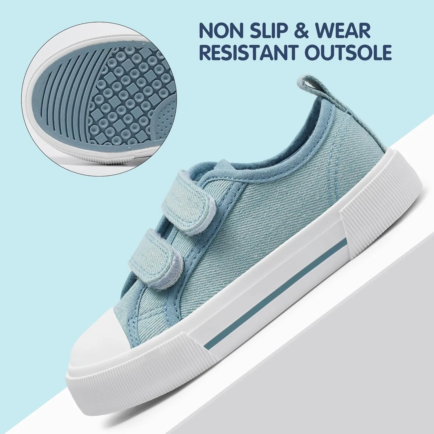Harvest Land Toddler Kids Canvas Sneakers for Boys and Girls  Casual Walking Shoes with Double Hook-and-Loop Straps, Non-Slip Lightweight Trainers for Baby & Little Kids