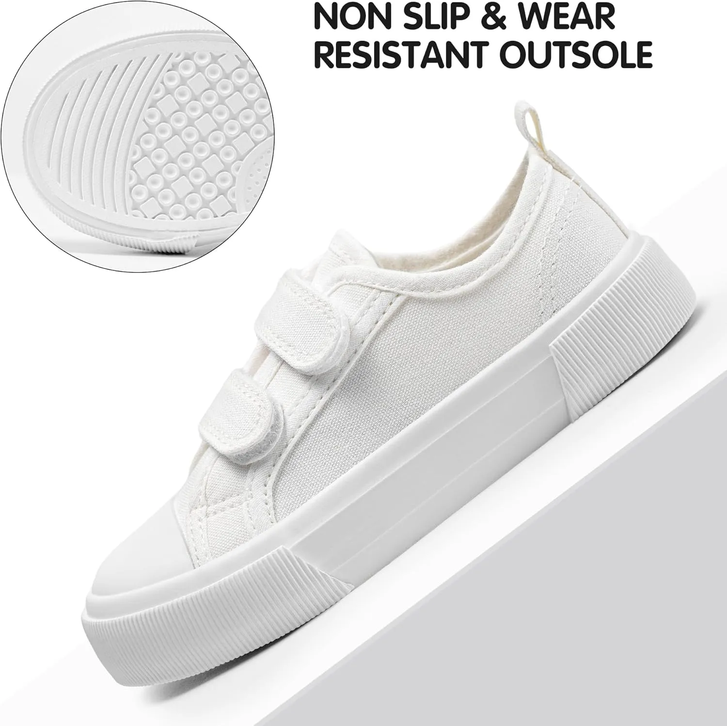 Harvest Land Toddler Kids Canvas Sneakers for Boys and Girls  Casual Walking Shoes with Double Hook-and-Loop Straps, Non-Slip Lightweight Trainers for Baby & Little Kids