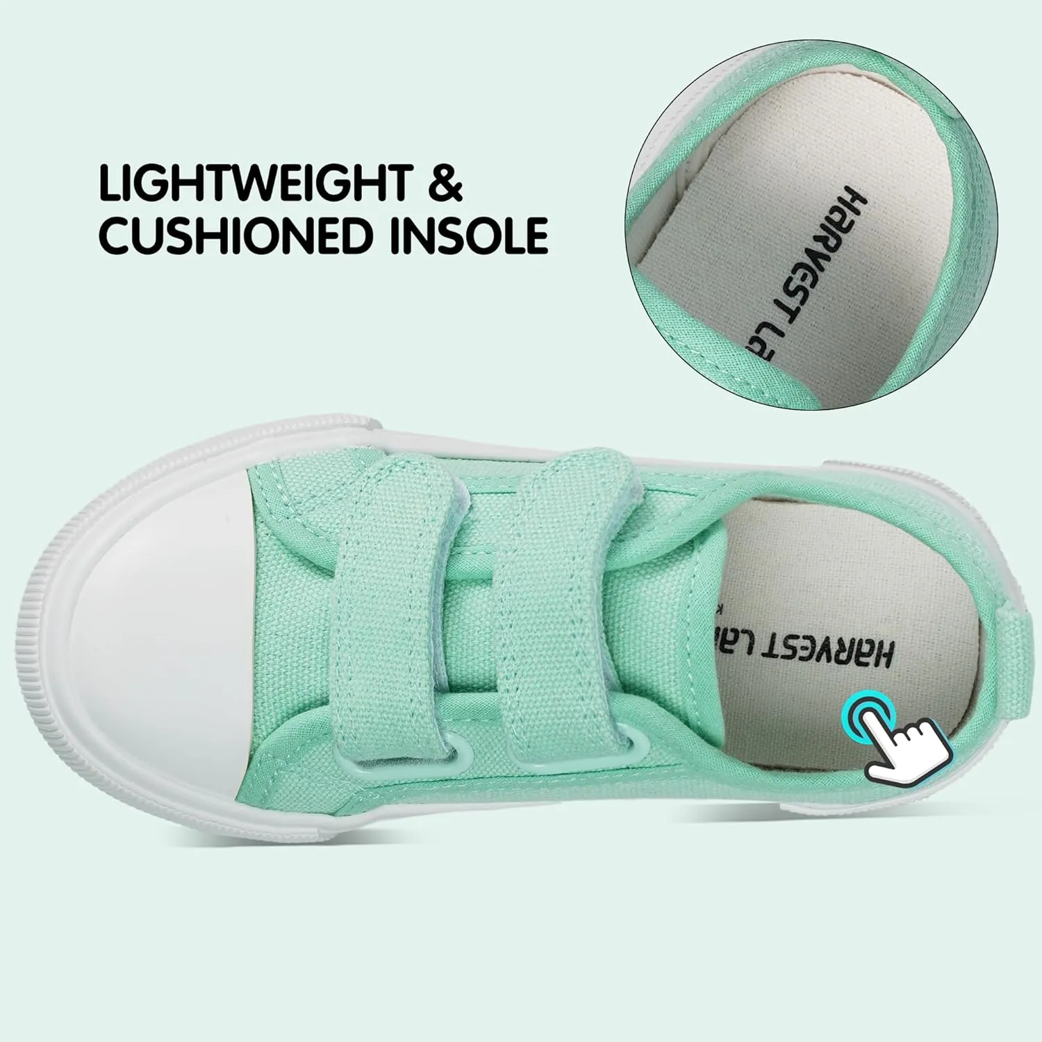 Harvest Land Toddler Kids Canvas Sneakers for Boys and Girls  Casual Walking Shoes with Double Hook-and-Loop Straps, Non-Slip Lightweight Trainers for Baby & Little Kids