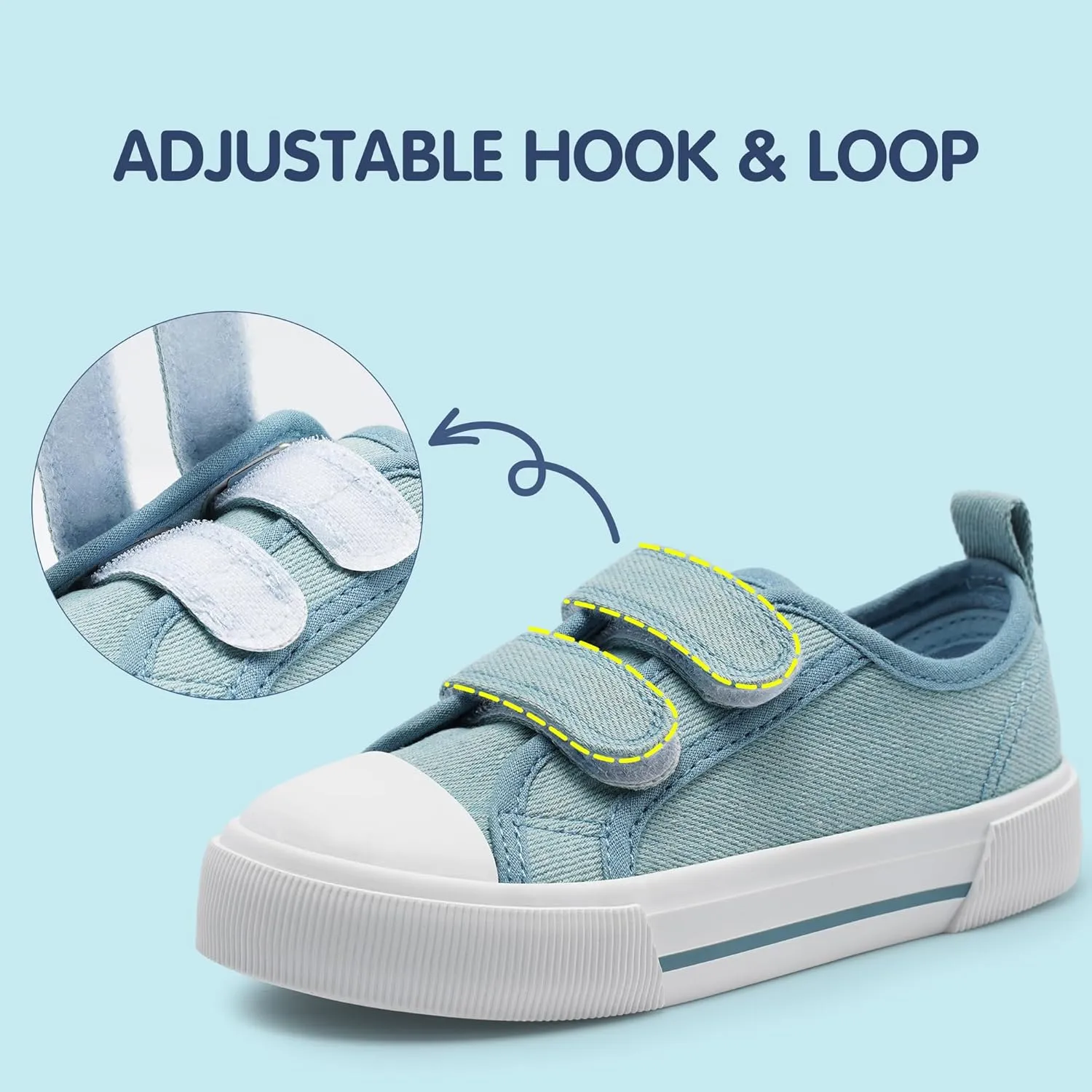 Harvest Land Toddler Kids Canvas Sneakers for Boys and Girls  Casual Walking Shoes with Double Hook-and-Loop Straps, Non-Slip Lightweight Trainers for Baby & Little Kids