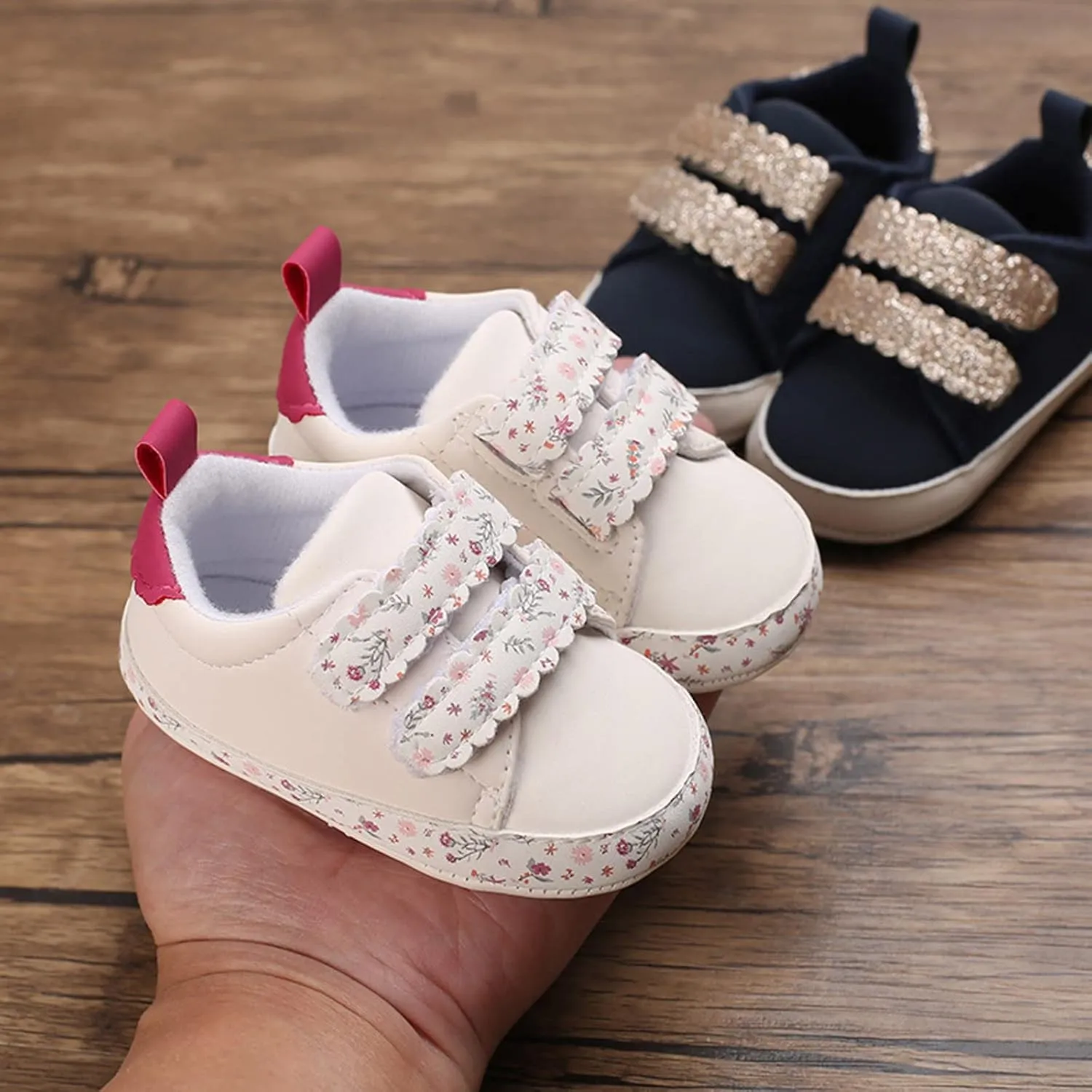 Infant Baby First Walking Shoes Toddlers Flat Bottom Non Slip Soft Sole Round Toe Toddler First Walking Shoes Girls