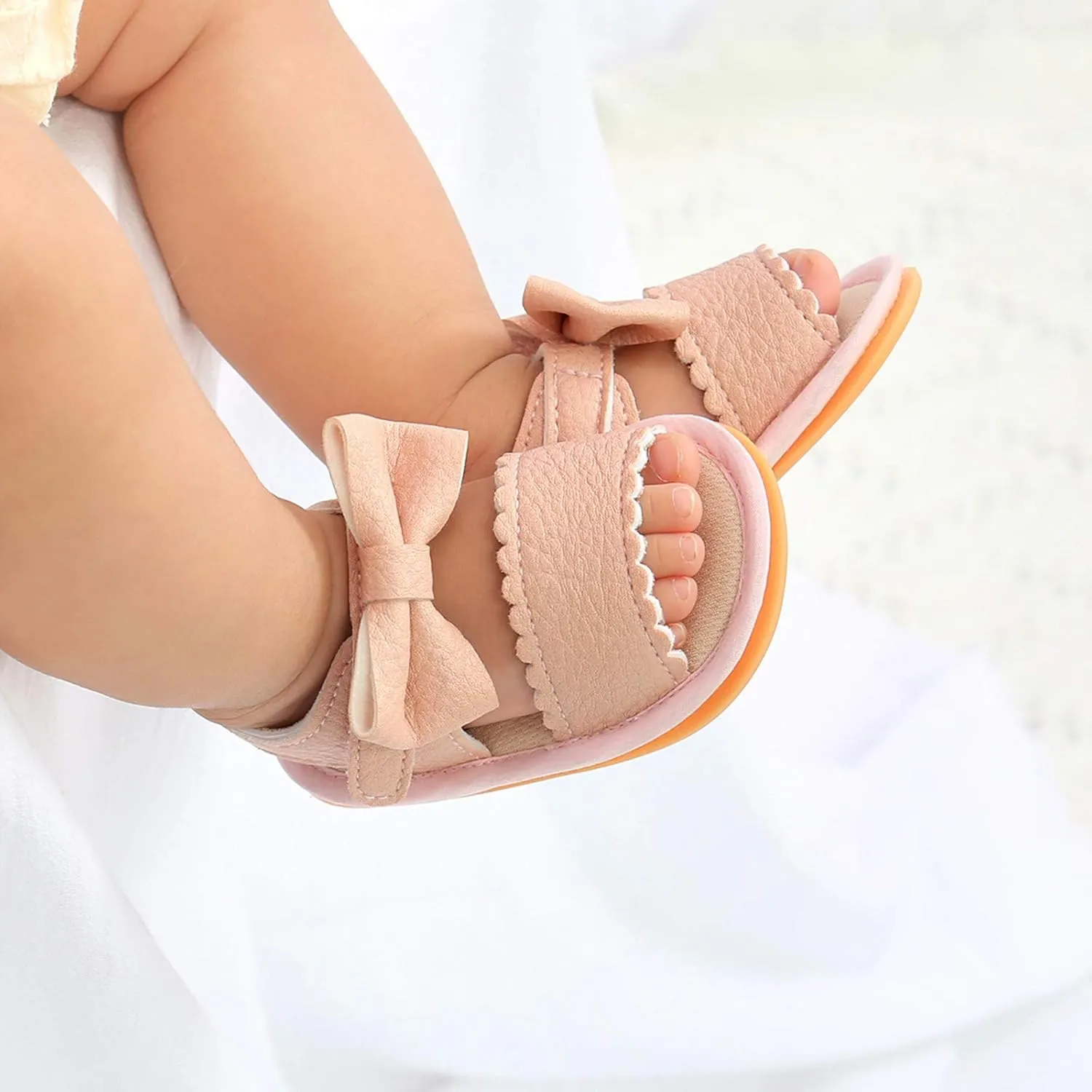 Infant Baby Girls Boys Sandals Summer Bowknot Crib Shoes Toddler Pu Leather Flower Dress Flat First Toddler Indoor Shoe