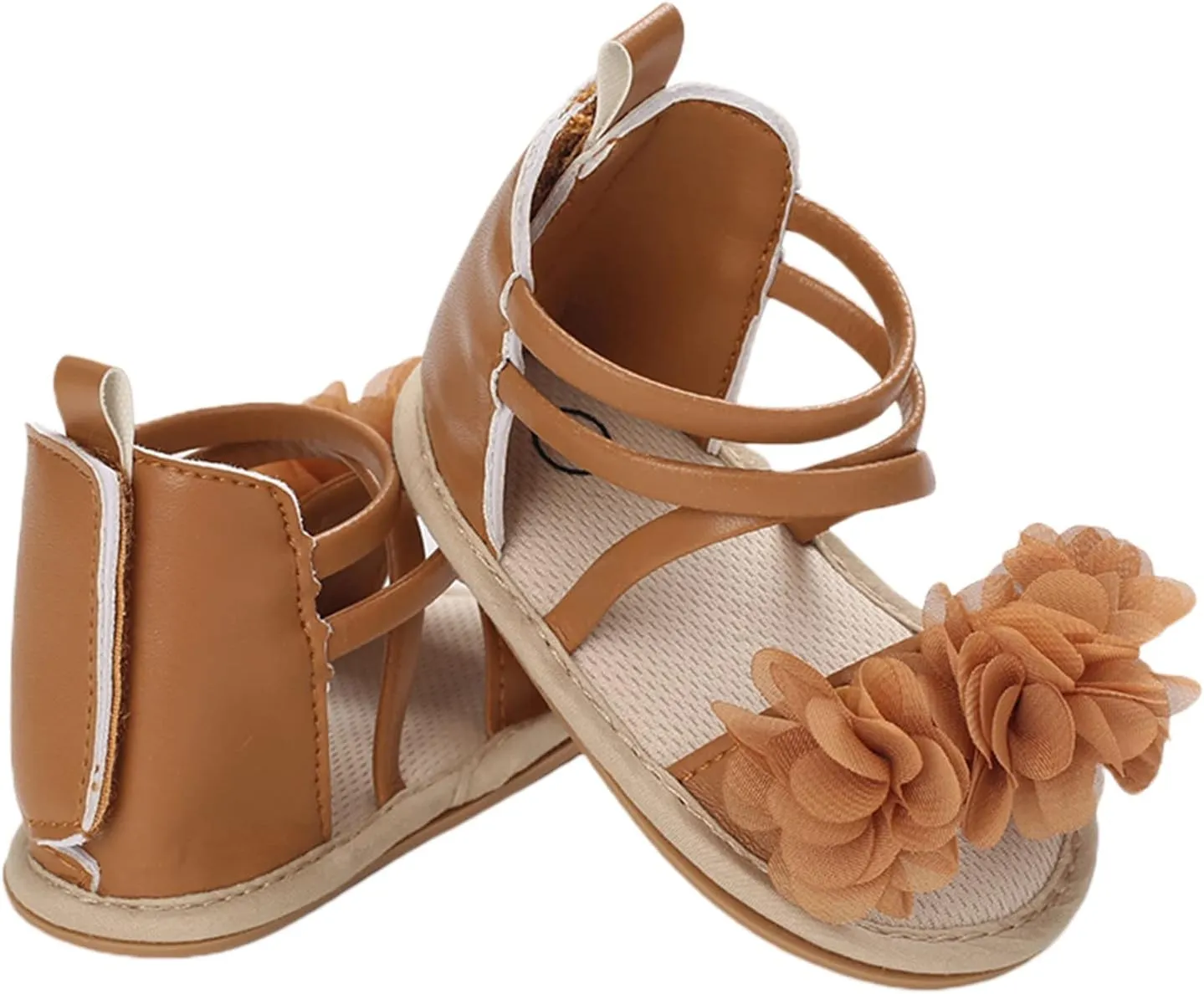 Infant Baby Girls Casual Sandals, Flower Patchwork Bandage Soft Sole Non-Slip Princess Flat Shoes