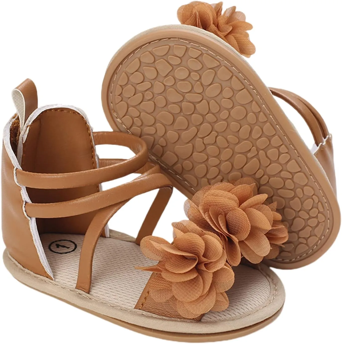 Infant Baby Girls Casual Sandals, Flower Patchwork Bandage Soft Sole Non-Slip Princess Flat Shoes
