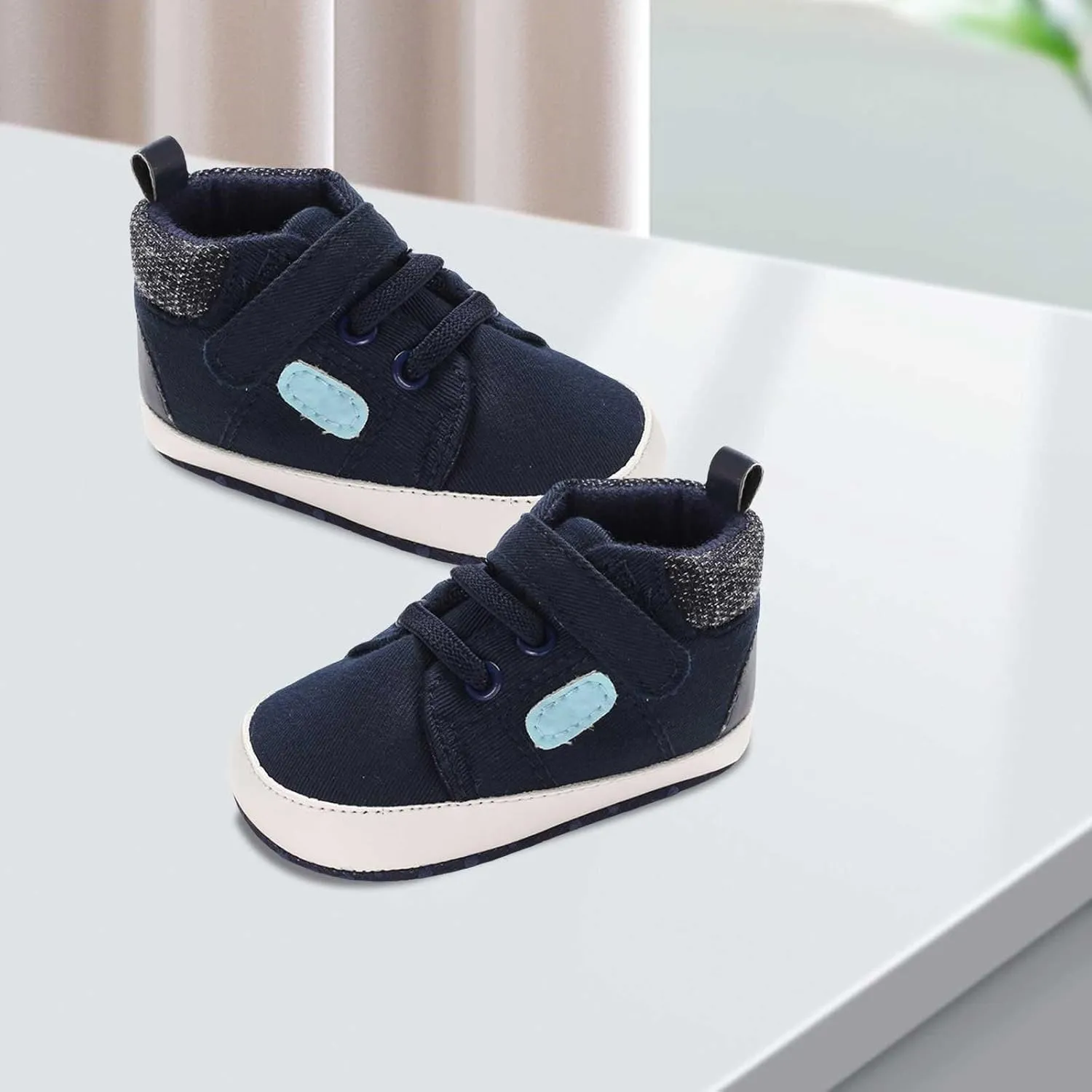 Infant Baby High Top Sneakers Soft Soles Anti Slip Ankle Shoes Prewalker Lightweight First Walking rib Shoes