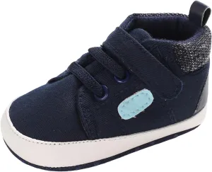Infant Baby High Top Sneakers Soft Soles Anti Slip Ankle Shoes Prewalker Lightweight First Walking rib Shoes