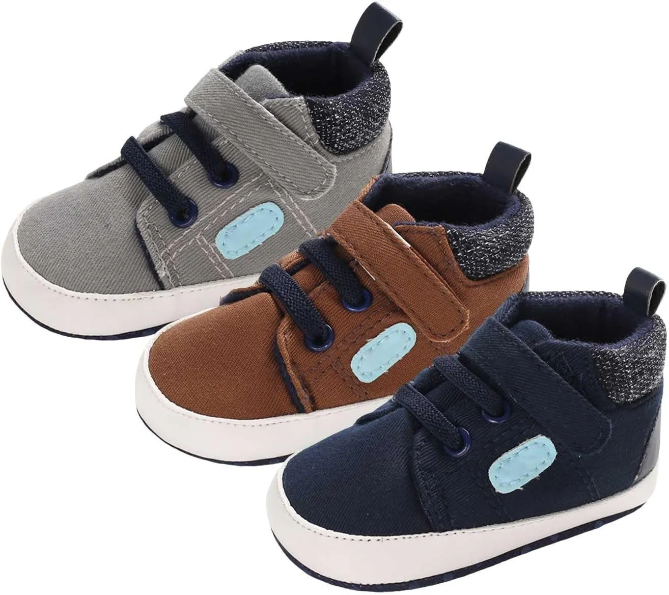 Infant Baby High Top Sneakers Soft Soles Anti Slip Ankle Shoes Prewalker Lightweight First Walking rib Shoes