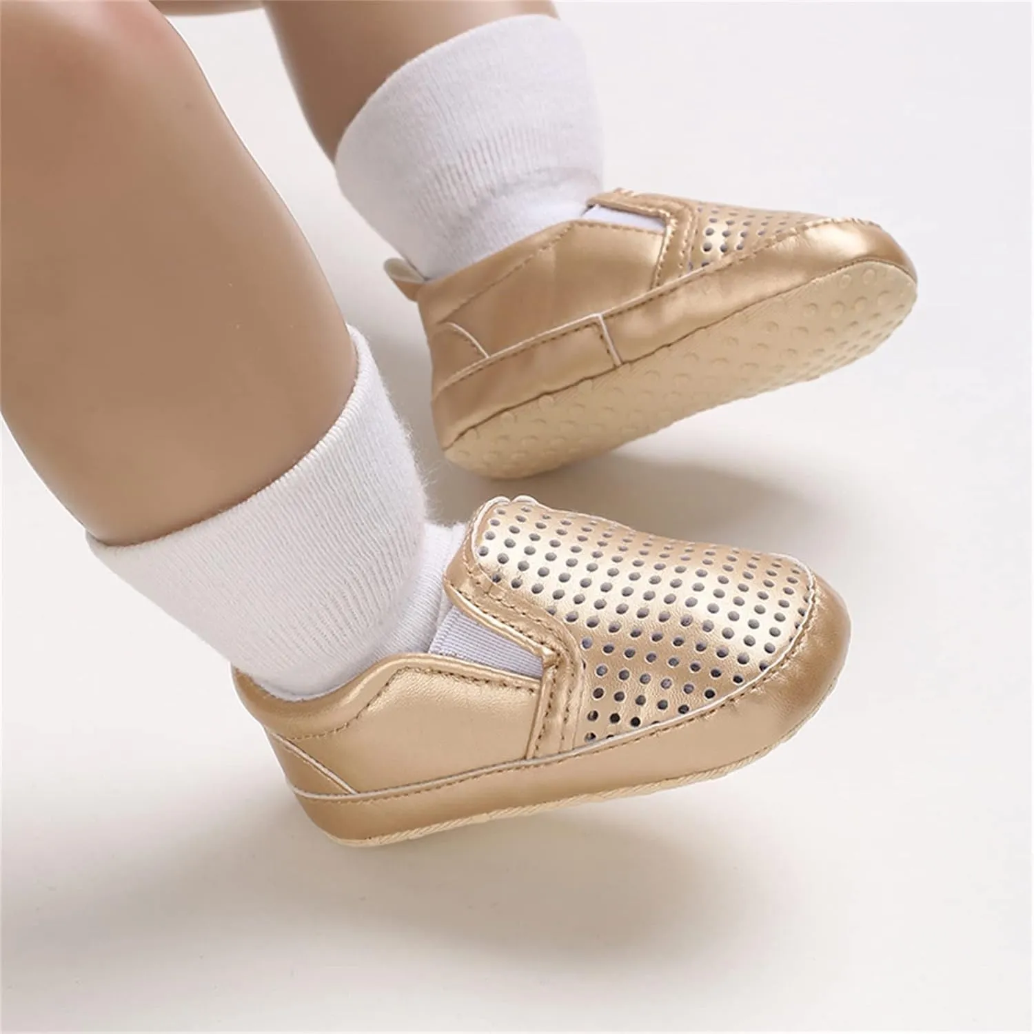 Infant Baby Mesh Hollow Leather First Walking Shoes Soft Sole Slip On Solid Platform Casual Sneakers for Toddler
