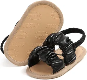 Infant Baby Sandals for Girls Summer Beach Sparkly Tassel Princess Flat Non Slip First Walkers Newborn Crib Shoes(JY2059 black,3)