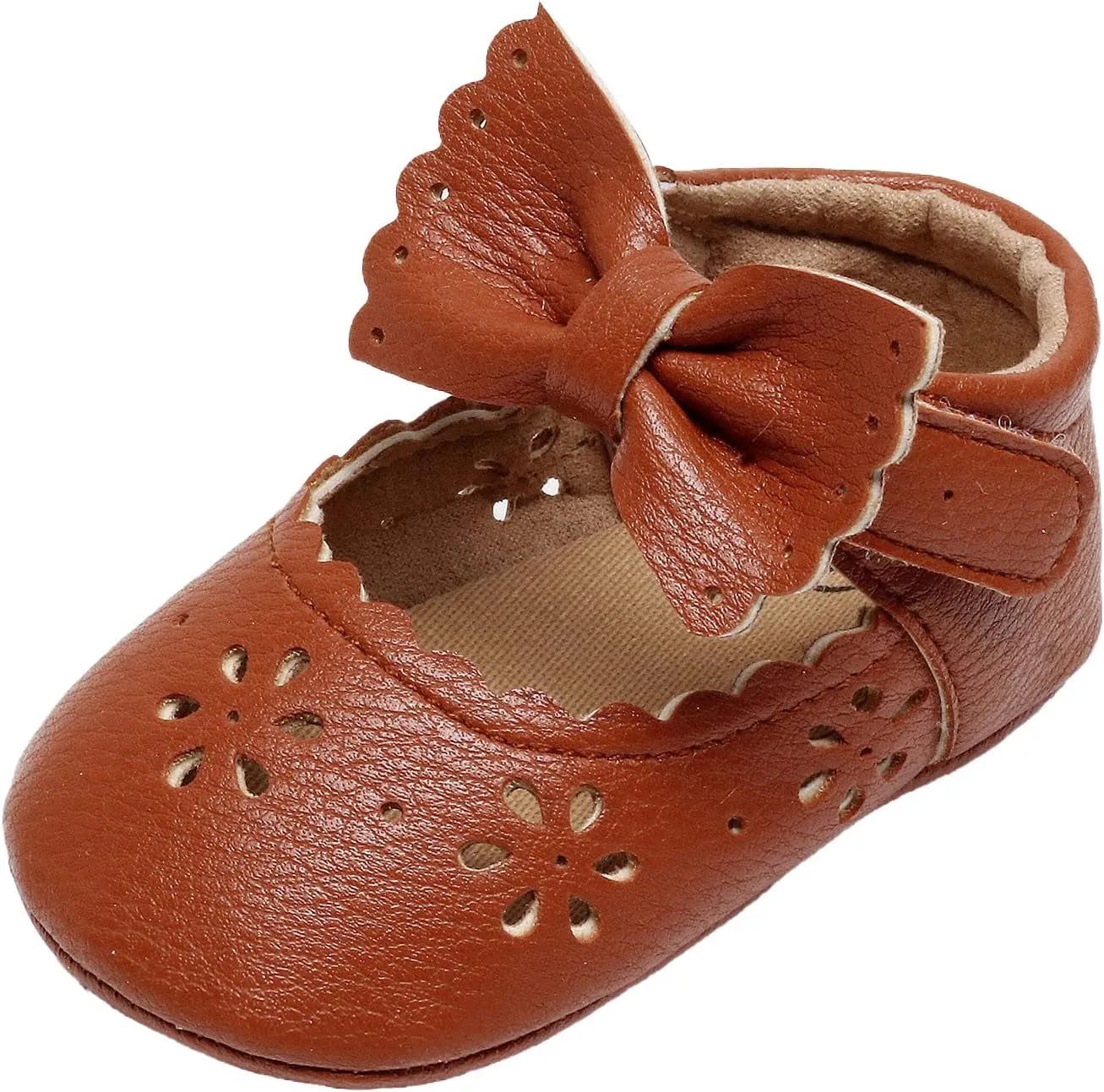 Infant Girls Single Shoes Bowknot First Walkers Shoes Hook Loop Toddler Soft Bottom Breathable Princess Shoes Kids Shoes