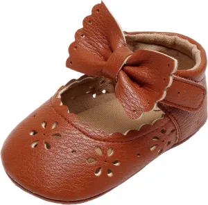 Infant Girls Single Shoes Bowknot First Walkers Shoes Hook Loop Toddler Soft Bottom Breathable Princess Shoes Kids Shoes