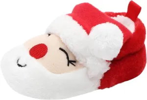 Infant Toddle Footwear Winter Warm Floor Shoes Soft Sole Indoor Warm Santa Toddler Little Kid Slip on Shoes