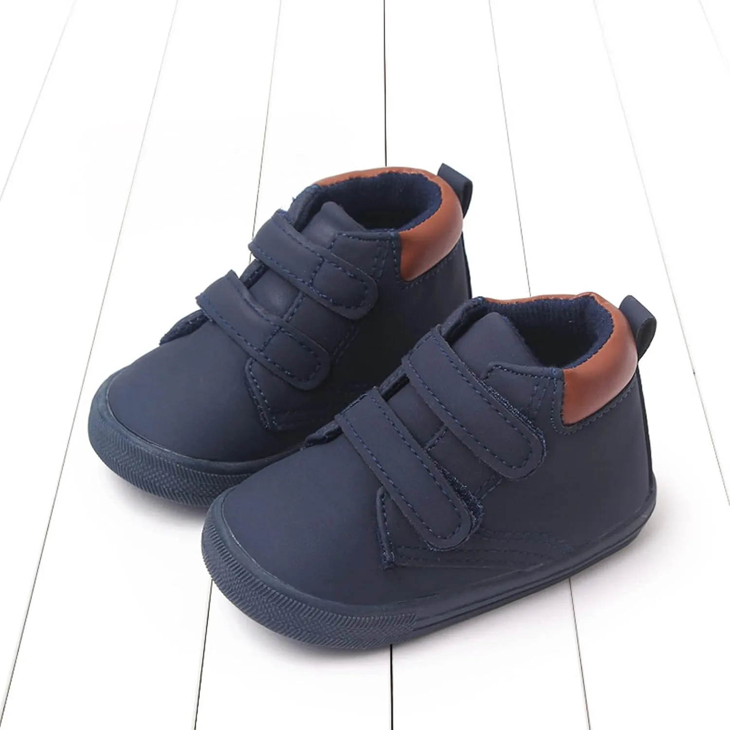Infant Toddler Boys Girls Ankle Sneakers Baby PU Leather High Tops Soft Anti-Slip Sole First Walking Sports Shoes