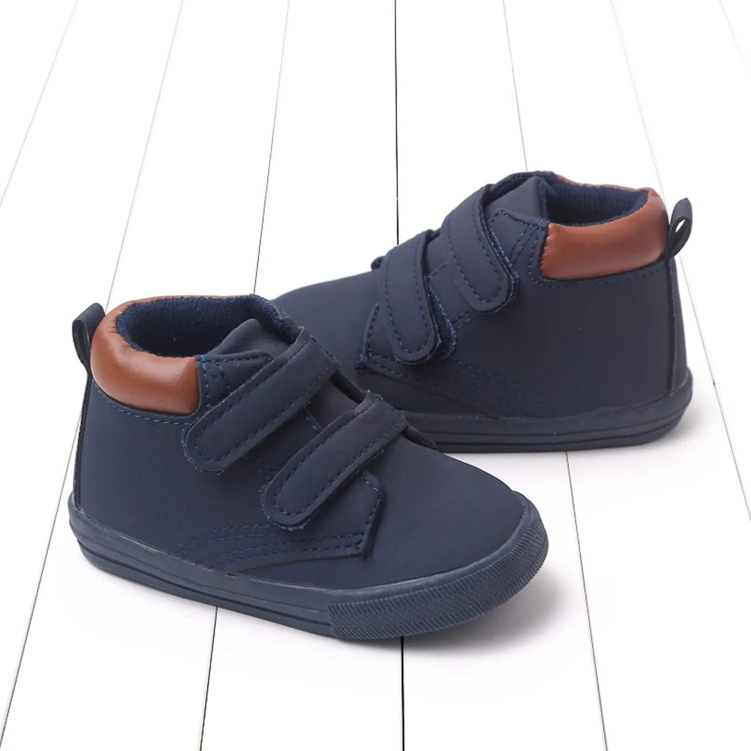 Infant Toddler Boys Girls Ankle Sneakers Baby PU Leather High Tops Soft Anti-Slip Sole First Walking Sports Shoes