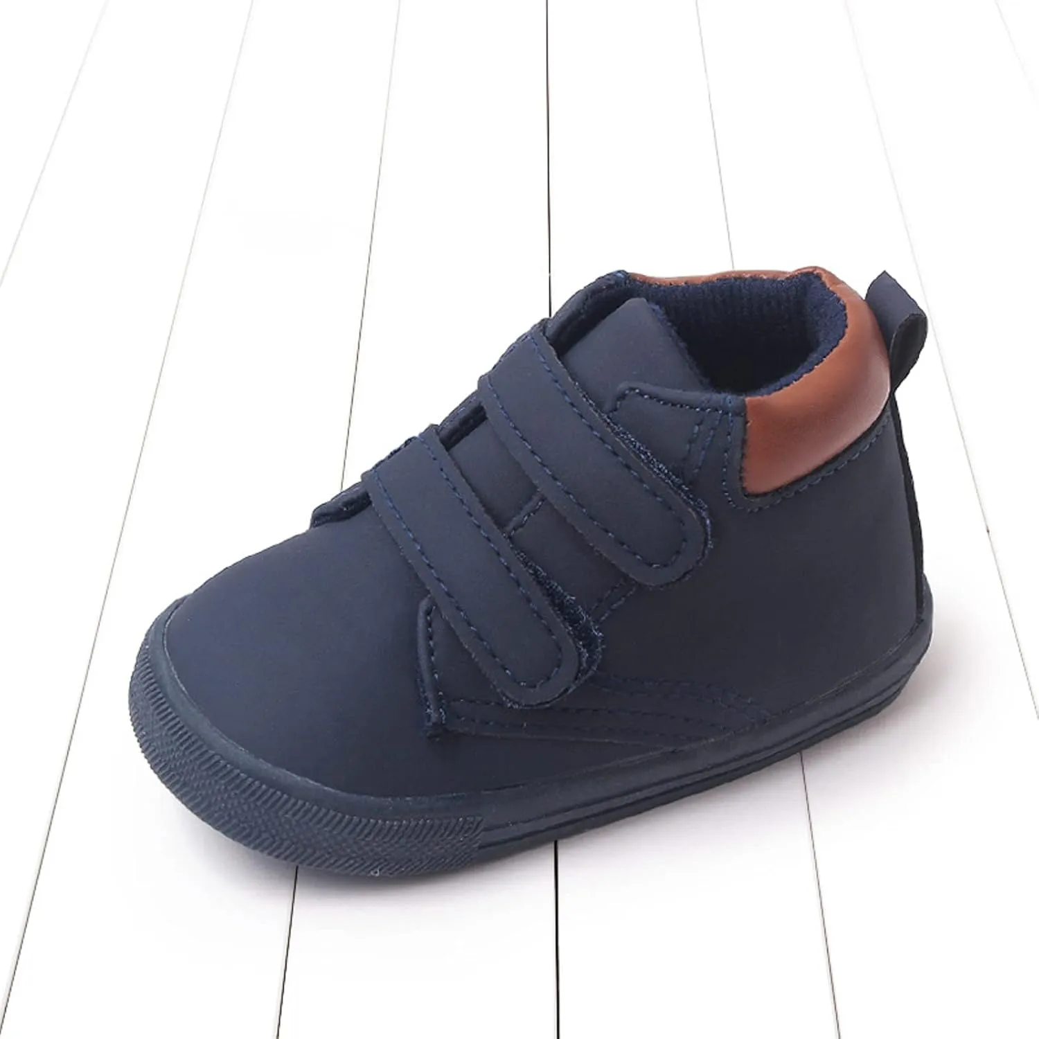 Infant Toddler Boys Girls Ankle Sneakers Baby PU Leather High Tops Soft Anti-Slip Sole First Walking Sports Shoes