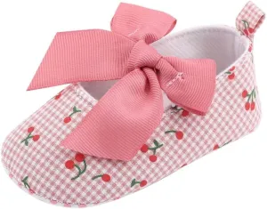 Infant Toddler Shoes Soft Sole Cute Bow Plaid Fruit Print Toddler Shoes Infant Size 4 Shoes Girls