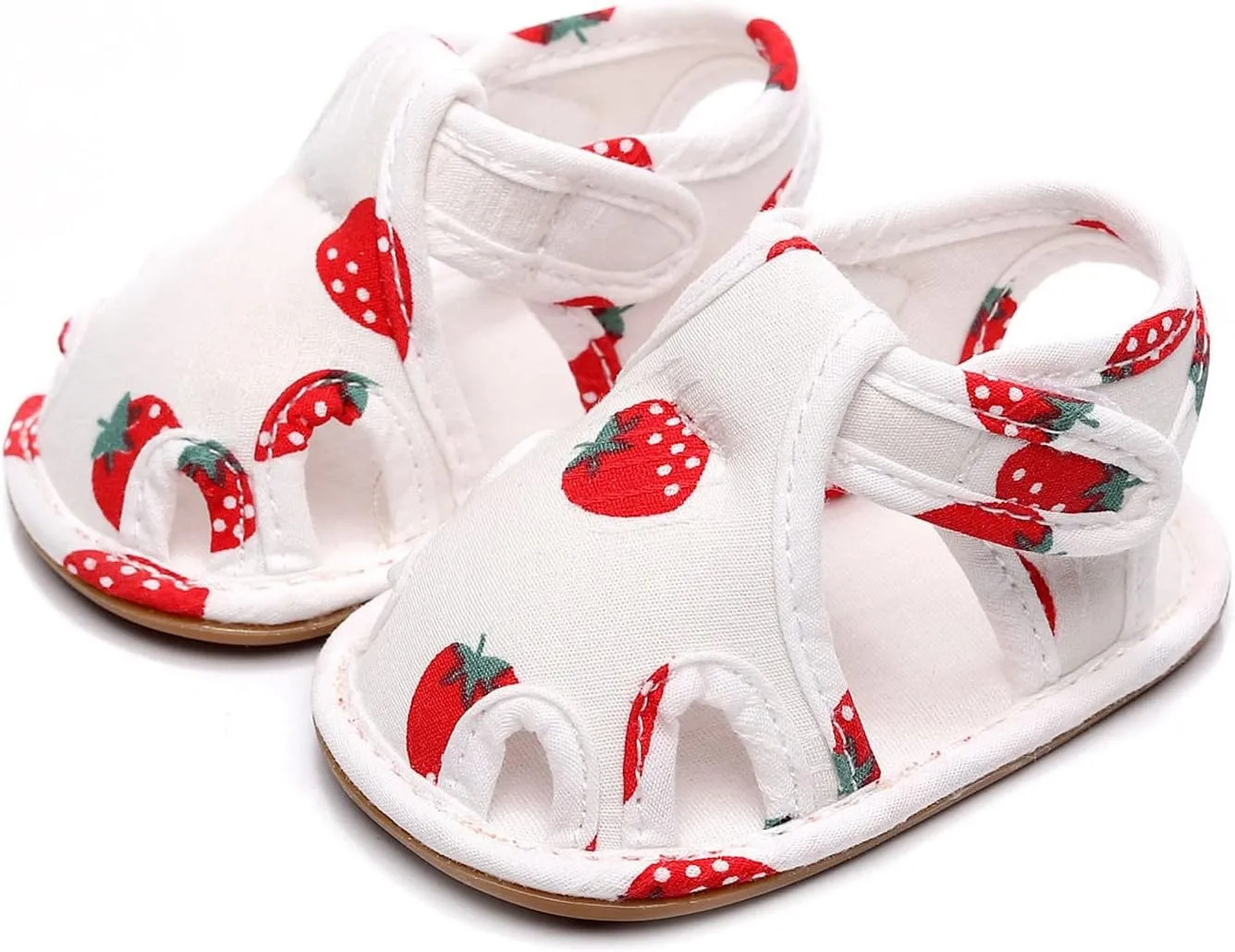 Infant Toddler Shoes Soft Sole Non Slip Toddler Floor Shoes Fruit Strawberry Print Rose Gold Sandals for Girls