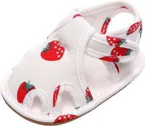 Infant Toddler Shoes Soft Sole Non Slip Toddler Floor Shoes Fruit Strawberry Print Rose Gold Sandals for Girls