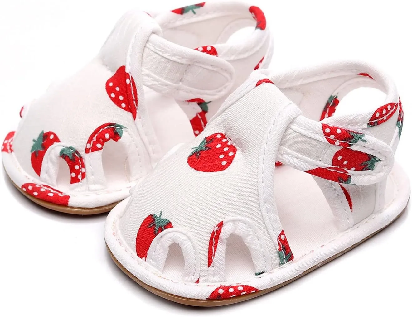 Infant Toddler Shoes Soft Sole Non Slip Toddler Floor Shoes Fruit Strawberry Print Rose Gold Sandals for Girls